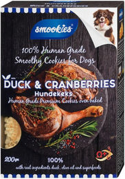 Produktbild von smookies Duck & Cranberries, 200g, ein Keks, den Hunde lieben!, Ergänzungsfuttermittel für: Hunde