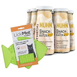 Produktbild von SmoothieCat Katzensmoothie Huhn & Herz mit LickiMat - 6 x 150 ml