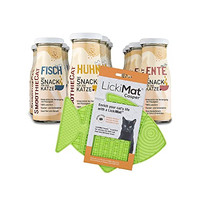 Produktbild von SmoothieCat Katzensmoothie Probiermix mit Lickimat Grün - 12 x 150 ml