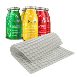 Produktbild von SmoothieDog 6er Pack Klassik mit Trixie Silikon Backmatte pink - 6 x 250 ml