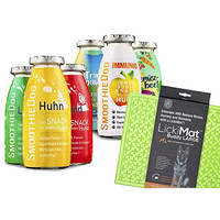 Produktbild von SmoothieDog Hundesmoothie Probierset mit Lickimat Buddy L grün - 6 x 250 ml