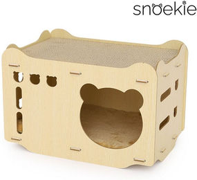 Produktbild von SNOEKIE Kratzbrett Snoekie Bärenkopf-Katzenbett mit Kratzbrett (Plüsch + Wellpappe)