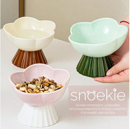 SNOEKIE Napf snoekie Haustiernapf aus Porzellan – Erhöhtes Blütendesign13×13×10cm – Bild 1 von 5