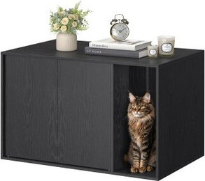 Produktbild von SONGMICS HOME Katzenklo-Schrank werkzeuglose Montage Push-to-Open Türen schwarz