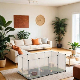 Produktbild von SONGMICS Kleintiergehege L-XL mit wasserfester Unterlage weiß