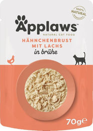 Produktbild von Sparpaket Applaws Cat Natural in Brühe 48 x 70 g - Hähnchenbrust mit Lachs