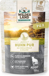 Produktbild von Sparpaket Wildes Land Cat 24 x 100 g - Huhn Pur mit Distelöl