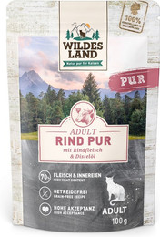 Produktbild von Sparpaket Wildes Land Cat 24 x 100 g - Rind Pur mit Distelöl