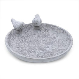 Produktbild von Spetebo Vogeltränke Beton mit Ornamenten und Vogel Figuren - 0,2 l