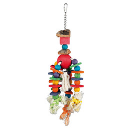 Produktbild von Spielzeug an Kette mit Tau und Perlen aus Holz und Kork - 35 cm