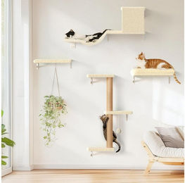 SpionProfi Katzen-Kletterwand Kletterwand Katzen Set Hängematte Katze Katzenhaus Katzenbrücke, 10-teiliges Katzen Kletterwand Set bis zu 18KG Gewicht – Bild 1 von 5