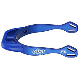 Produktbild von Sprenger fairRider Sporen aus blauem Aluminium mit gebogenem Kunststoffhals