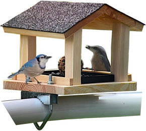 Produktbild von Stafeco Vogelhaus Naturholz Vogelfutterhaus Balkon Garten Handarbeit Wetterfest Deko, Futterhaus mit Balkonhalterung Aufklappbar Vogeltränke Handgefertigt