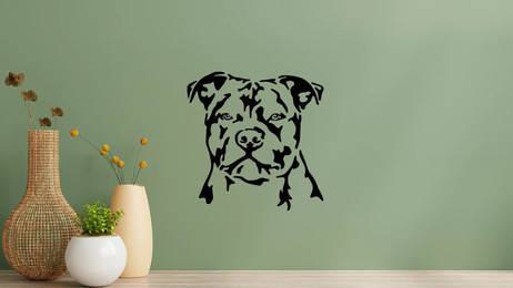 Produktbild von Staffordshire Bullterrier Kopf Wandtattoo Wandbild Wandsticker Wandaufkleber Wanddekoration