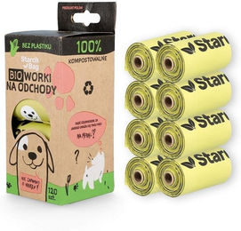 Produktbild von STARCH BAG Kompostierbare BIO-Beutel für Fäkalien 8 Rollen x 15 Stück, grün