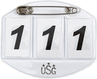 Produktbild von Startnummer des Pferdes mit Sicherheitsnadel 3-stellig USG