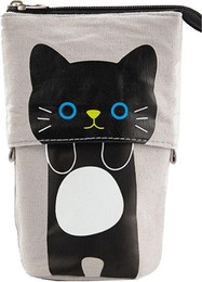 Produktbild von Stehendes Mäppchen Stil Schwarze Katze Teleskopisch Premium Canvas Glättender Reißverschluss Stiftetasche für
