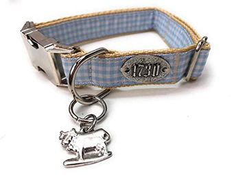 Steinnacher Bärbel Hunde-Geschirr Hundehalsband Bavaria hellblau kariert Nylon – Bild 1 von 3