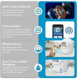 Produktbild von STILVORA automatische Katzentoilette 10L mit App-Steuerung und Deckel - 10 l