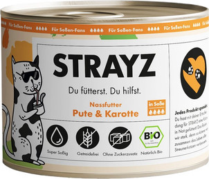 Produktbild von STRAYZ BIO Katze Bio-Pute & Bio-Karotte in Soße - 6 x 200 g