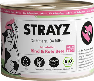 Produktbild von STRAYZ BIO Katze Bio-Rind & Bio-Rote Bete in Soße - 6 x 200 g