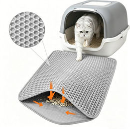 Produktbild von SunJas Katzentoilette Katzenklo Matte, 50x40cm Waben Doppelschicht Katzenstreu Matte, Urin- & wasserdichte Katzenmatte für Katzenklo, leicht zu reinigen