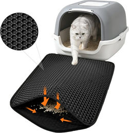 Produktbild von SunJas Katzentoilette Katzenklo Matte, 50x40cm Waben Doppelschicht Katzenstreu Matte, Urin- & wasserdichte Katzenmatte für Katzenklo, leicht zu reinigen