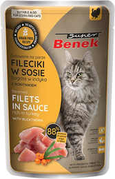 Produktbild von Super Benek Getreidefrei Gedämpfte Filets Truthahn mit Sanddorn - 28 x 85 g