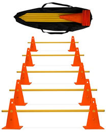 Superhund Agility-Hürde 5 x Kegelhürde mit Stange 100 cm Farbe Orange/Gelb, Kunststoff – Bild 1 von 7