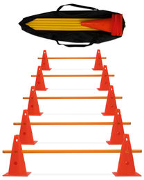 Produktbild von Superhund Agility-Hürde 5 x Kegelhürde mit Stange 100 cm Farbe Rot/Orange, Kunststoff