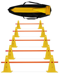 Produktbild von Superhund Agility-Hürde 5 x Kegelhürden mit Stange 100 cm Farbe Gelb/Orange, Kunststoff