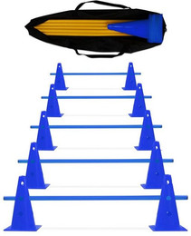 Produktbild von Superhund Agility-Hürde Kegelhürden 5er Set mit Stange 100 cm Farbe Blau/Blau, Kunststoff