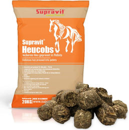 Supravit Heucobs für Pferde staubfrei | 20kg Pferdefutter | leckeres Heu gepresst in Pellets | gut geeignet für Allergiker | Auch ohne Einweichen zu verfüttern – Bild 1 von 9
