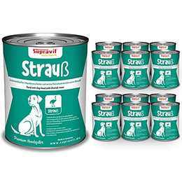 Produktbild von Supravit Nassfutter für Hunde mit Strauß - 12 x 410 g