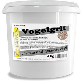 Produktbild von Supravit Vogelgrit – Grit für Vögel & Geflügel – Mineralgrit mit Calcium für Wellensittiche, Papageien, Nymphensittiche, Tauben & Hühner – Verdauungshilfe & Ergänzungsfutter 4 kg