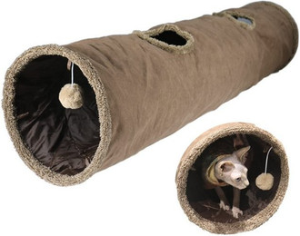 Produktbild von SURFOU Agility-Tunnel Katzentunnel Faltbarer Rascheltunnel mit Spielzeugball Kunstwildleder