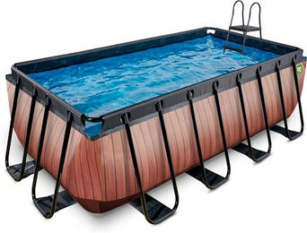 Swimmingpool mit Kinderfilterpumpe Exit Toys Wood 400 x 200 x 122 cm – Bild 1 von 5