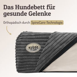 SABRO Hundekorb KUDDE Orthopädisch aus Cord in Grau mit waschbarem Bezug – Bild 1 von 5