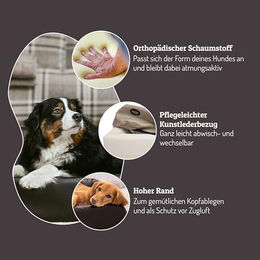 SABRO KUDDE Orthopädisches Hundebett für kleine Hunde aus Kunstleder in Braun Größe S – Bild 1 von 4