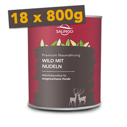 SALiNGO Hundefutter Nass Wild mit Nudeln Stückchen in Sauce Getreidefrei 18x800g – Bild 1 von 7