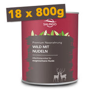 Produktbild von SALiNGO Hundefutter Nass Wild mit Nudeln Stückchen in Sauce Getreidefrei 18x800g