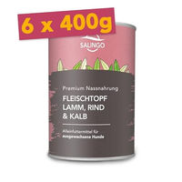 Produktbild von SALiNGO Hundefutter Nassfutter Lamm Rind Kalb Stückchen in Sauce Getreidefrei 6 x 410g