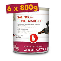 SALiNGO Hundefutter Nassfutter Wild mit Kartoffel und Zucchini Getreidefrei Adult 6x800g – Bild 1 von 8