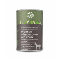 Produktbild von SALiNGO Premium Hund Nassfutter Pferd mit Süßkartoffel und Zucchini getreidefrei hypoallergen Adult 6x400g
