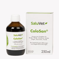 Produktbild von Saluvet ColoSan zur Unterstützung bei Magen-Darm-Störungen für Hund, Pferd, Schaf, Kaninchen und Ziege 250ml