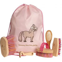 Produktbild von Sammy Grooming Deluxe Putzbesteck Set für Ponys aus Holz in Rosa
