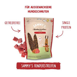 Sammy's Hundesnacks Rinderstreifen Trockenfleisch Rind Getreidefrei Monoprotein 6 x 190g - 6 x 190 g – Bild 1 von 6
