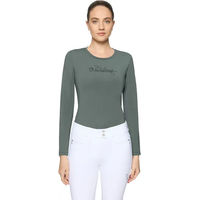 Produktbild von Samshield Charline Reitshirt Damen Langarm Grün mit Swarovski-Kristallen XS