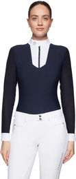 Samshield Faustine Premium Turnierpolo Damen mit langen Ärmeln und Swarovski-Kristallen in Marineblau – Bild 1 von 1