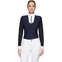 Produktbild von Samshield Faustine Premium Turnierpolo Damen mit langen Ärmeln und Swarovski-Kristallen in Marineblau